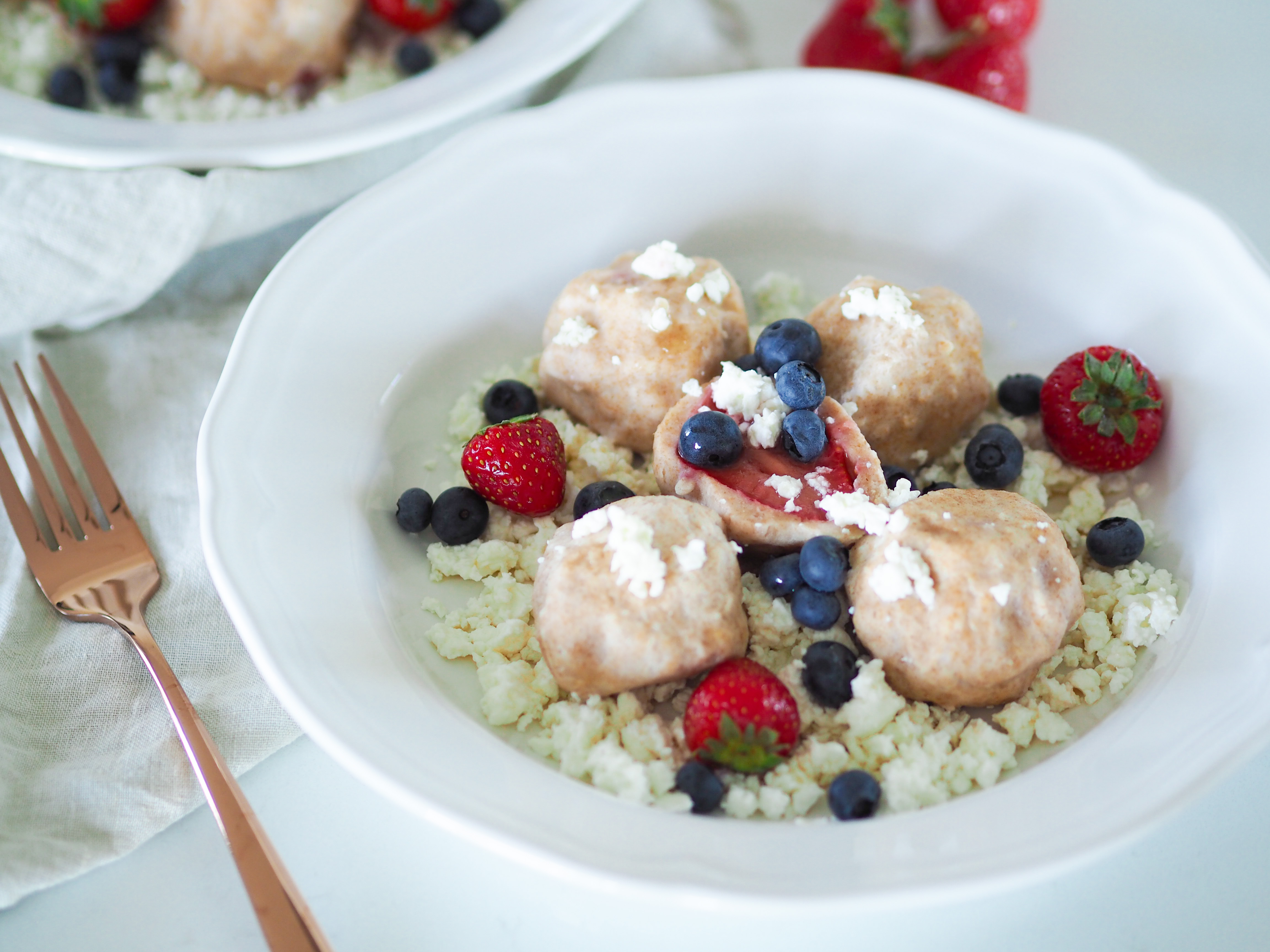 Tvarohové knedlíky s jahodami